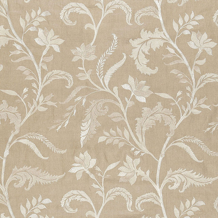 Monceau Linen Embroidery Greige 65131 by Schumacher Designer Fabric AU NATUREL LINEN 90% VISCOSE 10% INDIA WYZENBEEK 3,000 </p><p>Repeat: Horizontal: 25" (64CM) and Vertical: 30" (76CM) 50 - Swanky Fabrics -