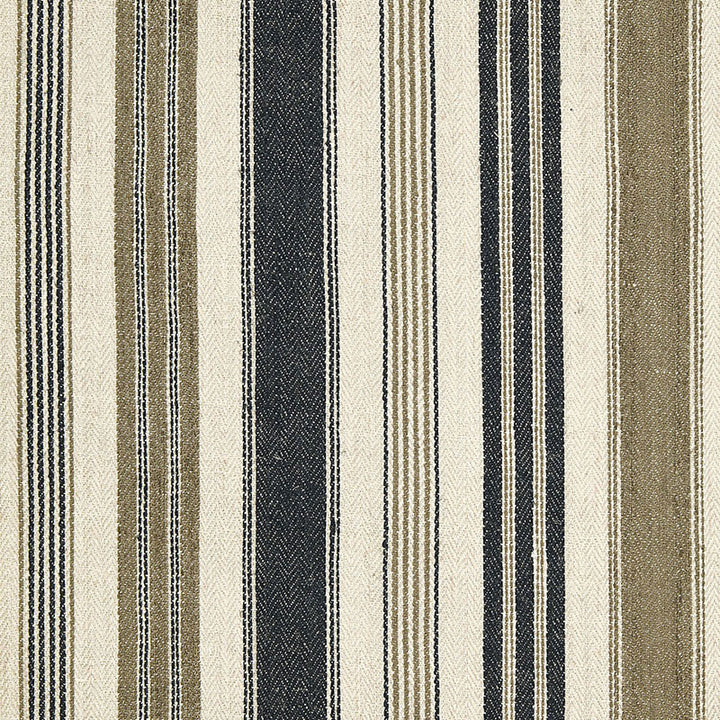 Montauban Stripe Noir / Tobacco 65172 by Schumacher Designer Fabric AU NATUREL See Sample INDIA . </p><p>Repeat: Horizontal: 17 1/2" (44CM) and Vertical: - 53 3/8" WIDE (135CM) - Swanky Fabrics -