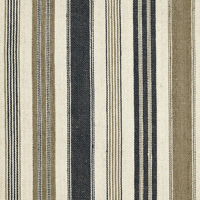 Montauban Stripe Noir / Tobacco 65172 by Schumacher Designer Fabric AU NATUREL LINEN 58% JUTE 42% INDIA MARTINDALE 35,000 </p><p>Repeat: Horizontal: 17 1/2" (44CM) and Vertical: 53.375 - Swanky Fabrics -