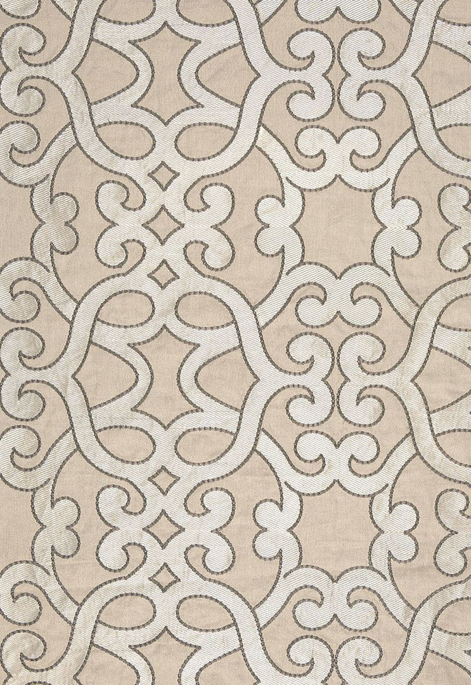 Amboise Linen Embroidery Greige 65181 by Schumacher Designer Fabric Au-Naturel 61% Linen, 39% Viscose - Horizontal: 16.75 and Vertical: 15 50 - Swanky Fabrics -