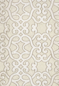 Amboise Linen Embroidery Oyster 65182 by Schumacher Designer Fabric