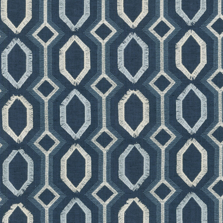 Maisie Emb Denim 654491 by Waverly Designer Fabric - 83%Polyester 11%Cotton 6%Linen Embroid:100%Rayon INDIA 51000 Horizontal: 3.25 and Vertical: 3 56 - Swanky Fabrics -