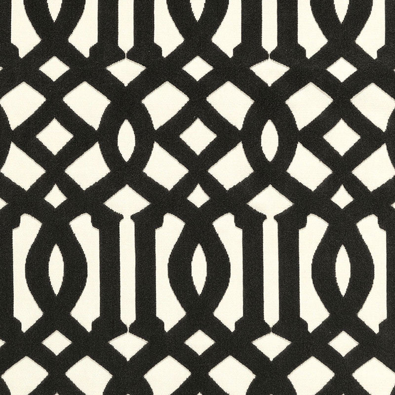 Imperial Trellis Velvet Noir 65593 by Schumacher Fabric Schumacher Fabric Imperial Trellis Velvet Noir 65593Fabric COTTON 73% ITALY </p><p>Repeat: H: HORZ. 5 5/8" (14CM) , V: VERT. 10 1/2" (27CM) 55 - Fabric Carolina -