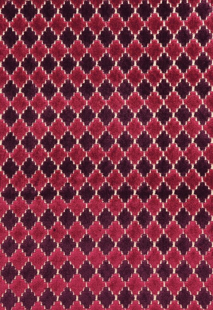 Marrakesh Velvet Black Cherry 65640 by Schumacher Designer Fabric Chroma 83% Viscose, 17% Cotton Martindale 20,000 Horizontal: 1 and Vertical: 1.5 55 - Swanky Fabrics -