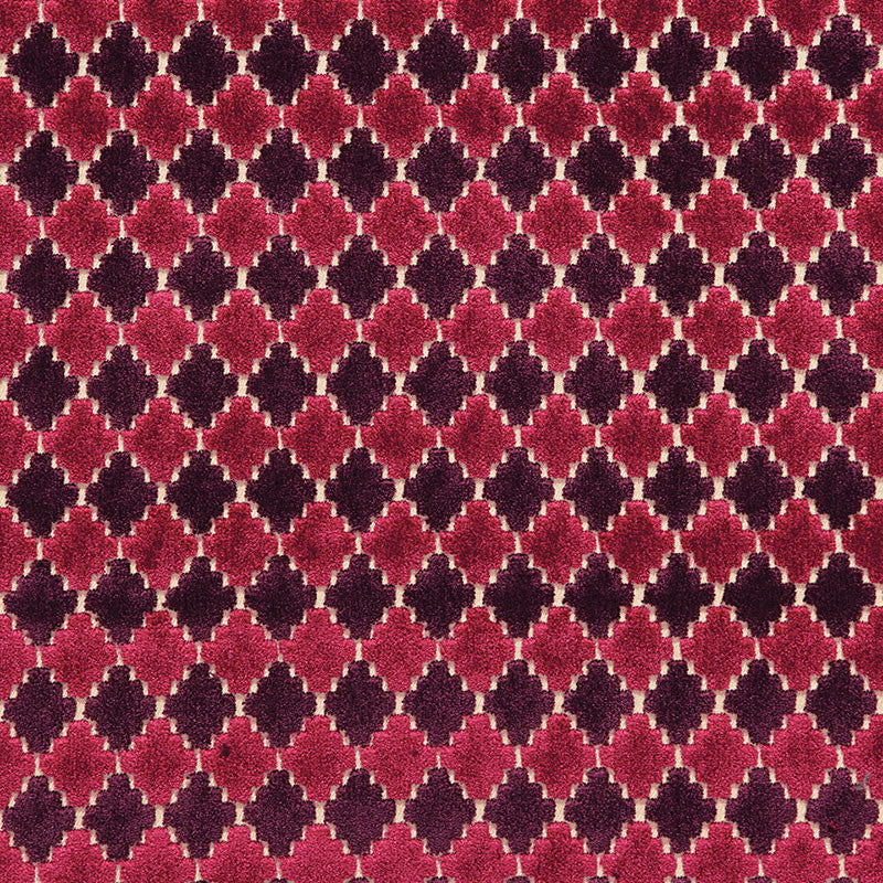 Marrakesh Velvet Black Cherry 65640 by Schumacher Fabric Schumacher Fabric Marrakesh Velvet Black Cherry 65640Fabric VISCOSE 83% ITALY </p><p>Repeat: H: HORZ. 1" (3CM) , V: VERT. 1 1/2" (4CM) 55 - Fabric Carolina -