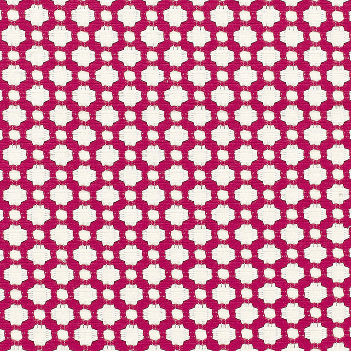 Betwixt Magenta/Natural 65685 by Schumacher Designer Fabric ESSENTIALS: SMALL-SCALE UPHOLSTERY I See Sample INDIA MEDIUM DUTY </p><p>Repeat: Horizontal: 1 5/8" (4CM) and Vertical: 1 3/8" (3CM) 54" WIDE (137CM) - Swanky Fabrics -