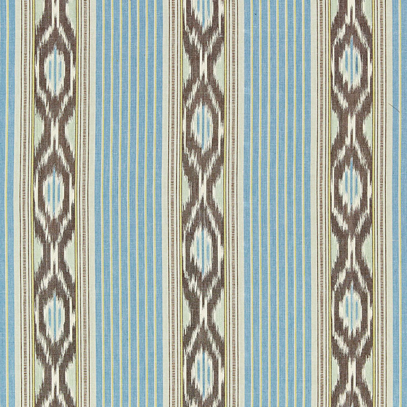 Madagascar Ikat Stripe Oasis 65720 by Schumacher Designer Fabric CHROMA LINEN 54% COTTON 46% INDIA MARTINDALE 8,000 </p><p>Repeat: Horizontal: 9" (23CM) and Vertical: 4 1/2" (11CM) 54 - Swanky Fabrics -