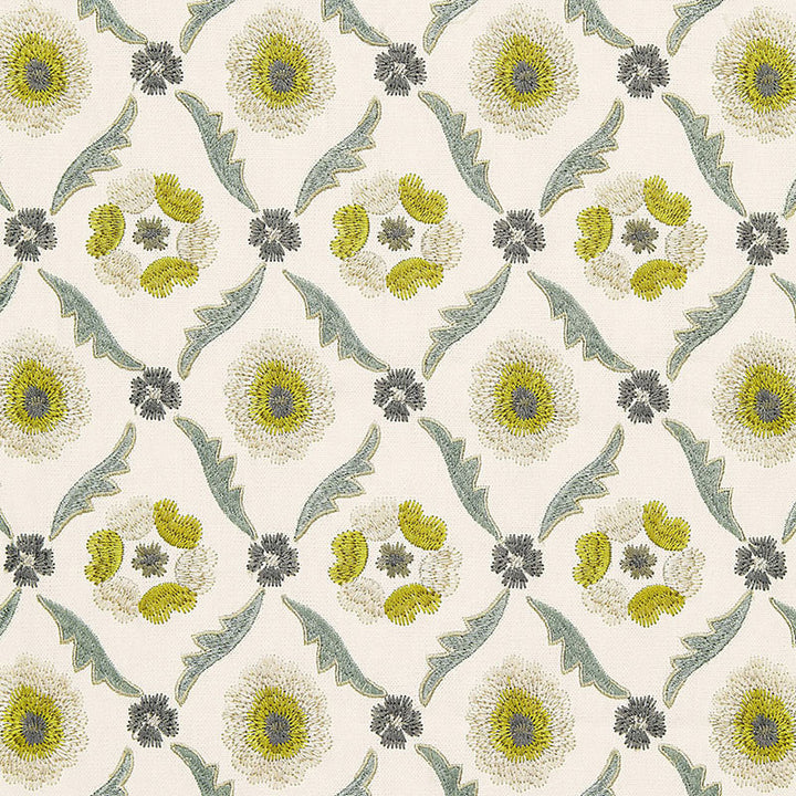 Claremont Embroidery Chartreuse 65741 by Schumacher Fabric Schumacher Fabric Claremont Embroidery Chartreuse 65741Fabric LINEN 61% INDIA </p><p>Repeat: H: HORZ. 4 3/4" (12CM) , V: VERT. 6 1/4" (16CM) 51.25 - Fabric Carolina -