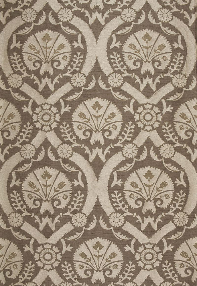 Taza Damask Chanterelle 65772 by Schumacher Designer Fabric Chroma 100% Polyester Wyzenbeek 15,000 Horizontal: 7 and Vertical: 19 55.25 - Swanky Fabrics -