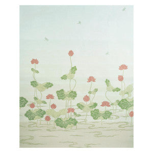 Kireina Lotus Coral Ivory 5011690 by Schumacher Designer Wallpaper