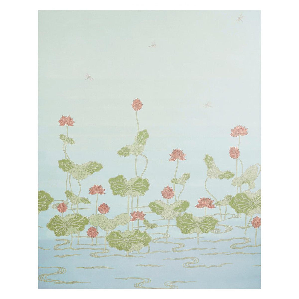 Kireina Lotus Mineral 5011692 by Schumacher Designer Wallpaper Perennial Favorites 108.0" - Swanky Fabrics -