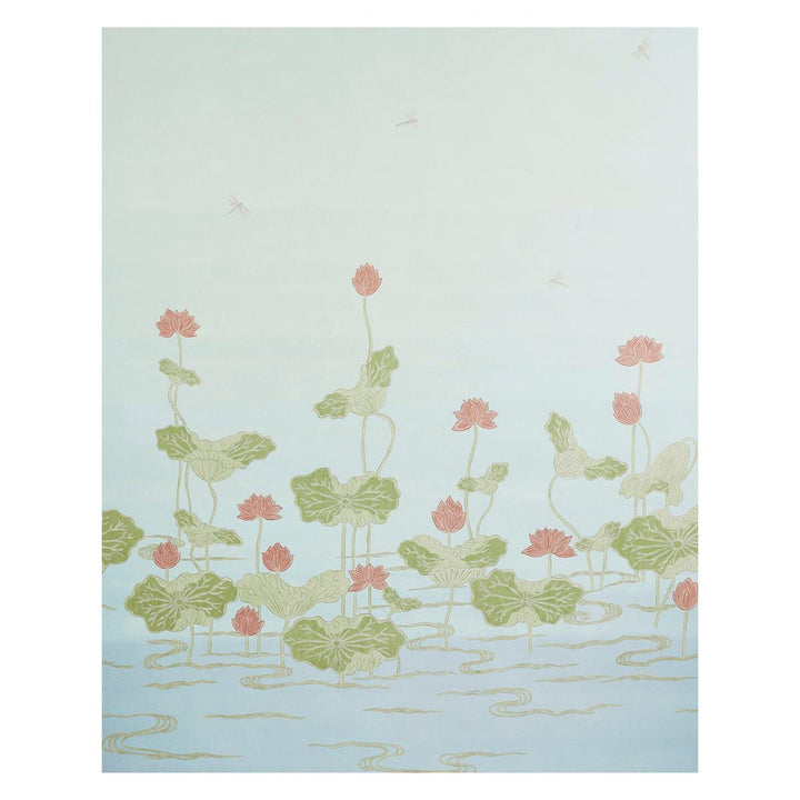 Kireina Lotus Mineral 5011692 by Schumacher Designer Wallpaper Perennial Favorites 108.0" - Swanky Fabrics -