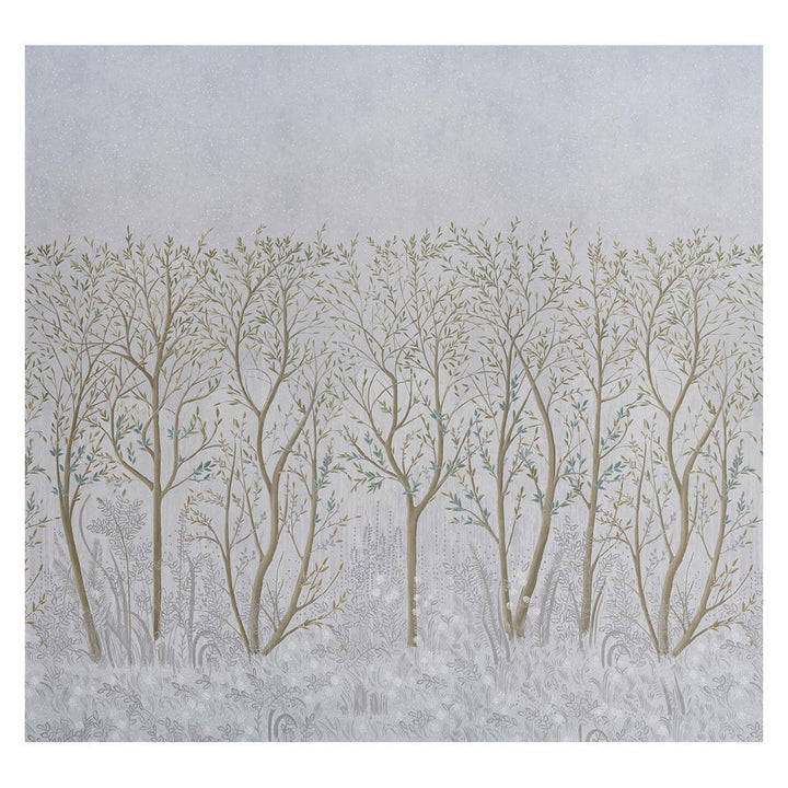 Brindille Golden Accented Dove 5010920 by Schumacher Designer Wallpaper Colette Cosentino 162.0" - Swanky Fabrics -