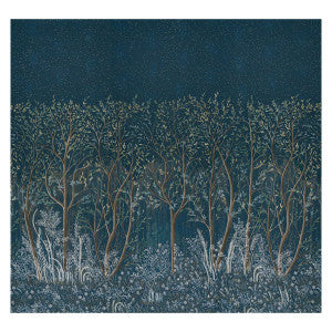 Brindille Golden Accented Peacock 5010922 by Schumacher Designer Wallpaper