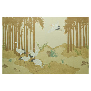 Yashinoki Crane Gold 5011700 by Schumacher Designer Wallpaper