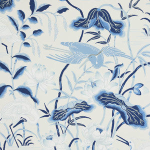Lotus Garden Porcelain 5008435 by Schumacher Designer Wallpaper