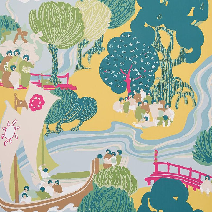 Pearl River Yellow 5008442 by Schumacher Designer Wallpaper Schumacher Classics 27.0" - Swanky Fabrics -