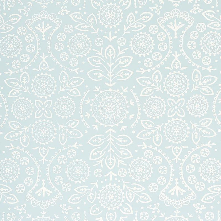 Tiana Sky 5011840 by Schumacher Designer Wallpaper Bohemia 13.5" - Swanky Fabrics -