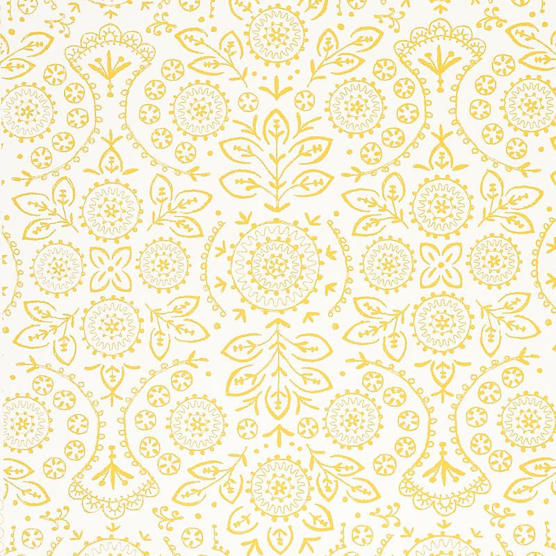 Tiana Yellow 5011842 by Schumacher Designer Wallpaper Bohemia 13.5" - Swanky Fabrics -