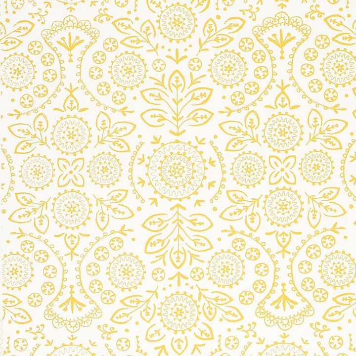 Tiana Yellow 5011842 by Schumacher Designer Wallpaper Bohemia 13.5" - Swanky Fabrics -