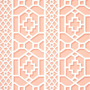 Zanzibar Trellis Coral 5006946 by Schumacher Designer Wallpaper
