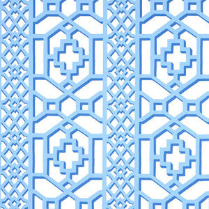 Zanzibar Trellis Blue 5006947 by Schumacher Designer Wallpaper