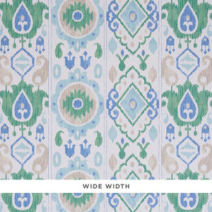Elizia Ikat Green & Blue 5010710 by Schumacher Designer Wallpaper
