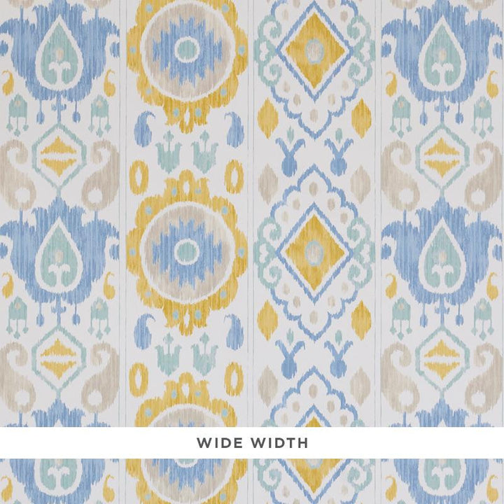 Elizia Ikat Sky & Ochre 5010711 by Schumacher Designer Wallpaper New Traditional 27.0" - Swanky Fabrics -