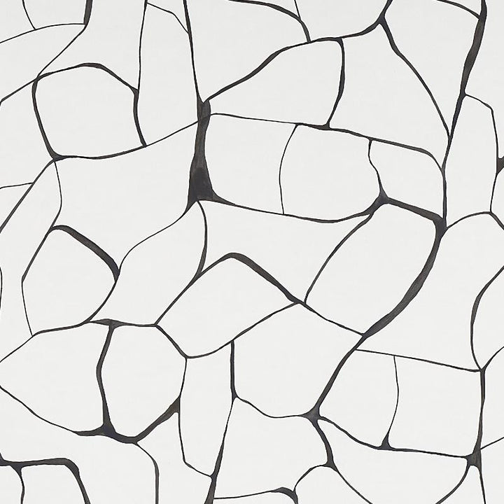 Filigree Black 5009704 by Schumacher Designer Wallpaper New Wave: Black & White 54.0" - Swanky Fabrics -