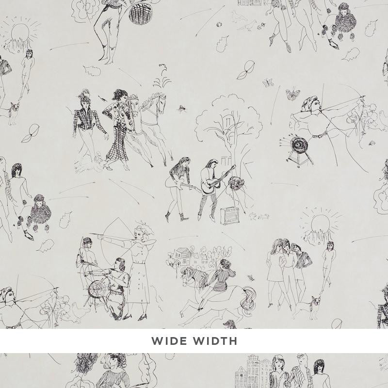 Toile De Femmes Parchment 5011080 by Schumacher Designer Wallpaper Peg Norriss 18.0" - Swanky Fabrics -
