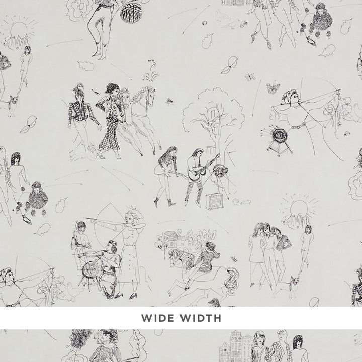 Toile De Femmes Parchment 5011080 by Schumacher Designer Wallpaper Peg Norriss 18.0" - Swanky Fabrics -