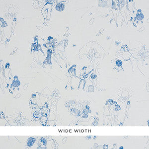 Toile De Femmes Indigo 5011081 by Schumacher Designer Wallpaper