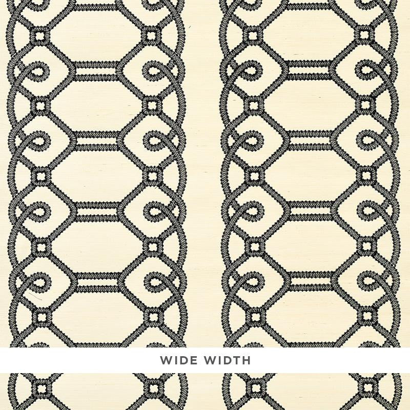 Ziz Embroidered Sisal Black 5011470 by Schumacher Designer Wallpaper Happy Together 15.75" - Swanky Fabrics -