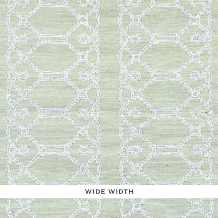 Ziz Embroidered Sisal Mineral 5011472 by Schumacher Designer Wallpaper Happy Together Ii 15.75" - Swanky Fabrics -