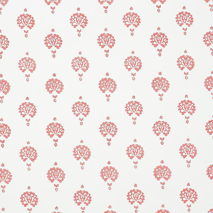 Dahlia Hand Blocked Print Red 5011232 by Schumacher Designer Wallpaper Jacaranda 3.0" - Swanky Fabrics -