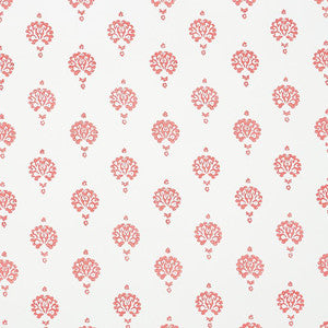 Dahlia Hand Blocked Print Red 5011232 by Schumacher Designer Wallpaper