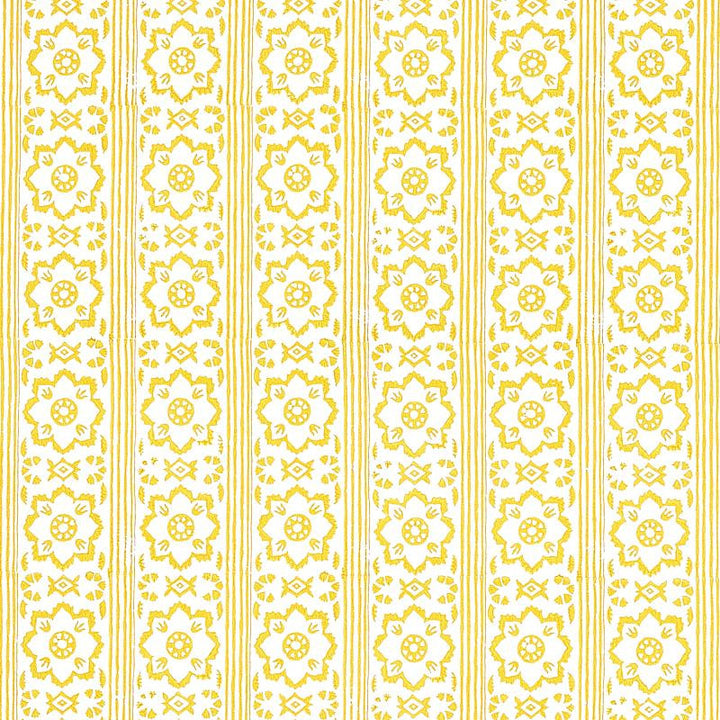 Sunda Hand Blocked Print Yellow 5011222 by Schumacher Designer Wallpaper Jacaranda 2.5" - Swanky Fabrics -