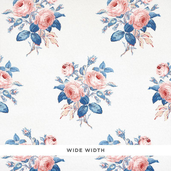 Loudon Rose Rose & Blue 5012032 by Schumacher Designer Wallpaper Schumacher Classics 13.5" - Swanky Fabrics -