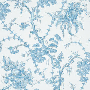 San Cristobal Toile Peacock 5010620 by Schumacher Designer Wallpaper
