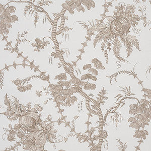 San Cristobal Toile Cocoa 5010621 by Schumacher Designer Wallpaper