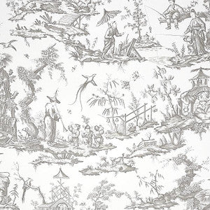 Shengyou Toile Driftwood 5012050 by Schumacher Designer Wallpaper