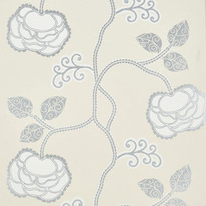 Queen Fruit Silver White 5011410 by Schumacher Designer Wallpaper