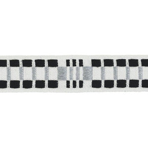 Carmo Tape Narrow Silver & Black 78991 by Schumacher Designer Trim