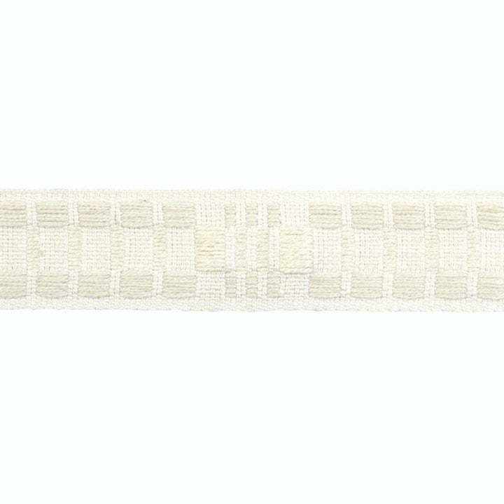Carmo Tape Narrow Ivory 78993 by Schumacher Designer Trim Stephanie Seal Brown - Swanky Fabrics -