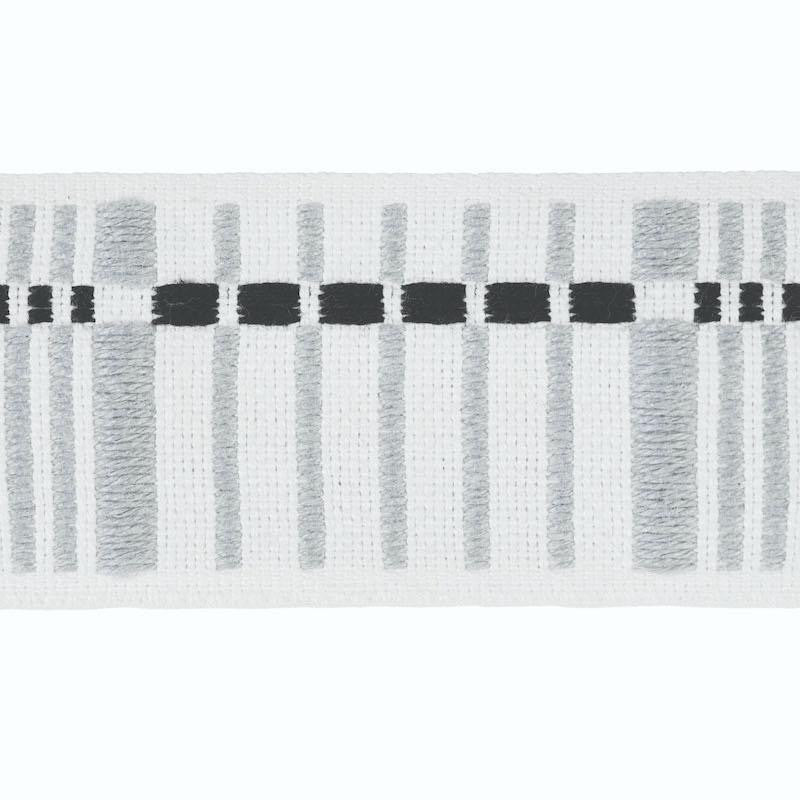 Carmo Tape Medium Silver & Black 79001 by Schumacher Designer Trim Stephanie Seal Brown - Swanky Fabrics -