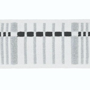 Carmo Tape Medium Silver & Black 79001 by Schumacher Designer Trim
