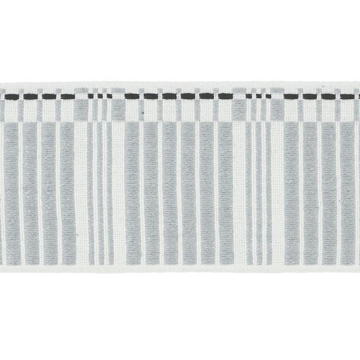 Carmo Tape Wide Silver & Black 79211 by Schumacher Designer Trim Stephanie Seal Brown - Swanky Fabrics -