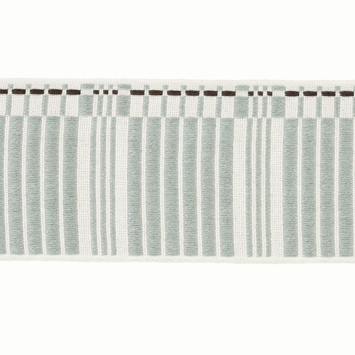 Carmo Tape Wide Sage 79212 by Schumacher Designer Trim Stephanie Seal Brown - Swanky Fabrics -