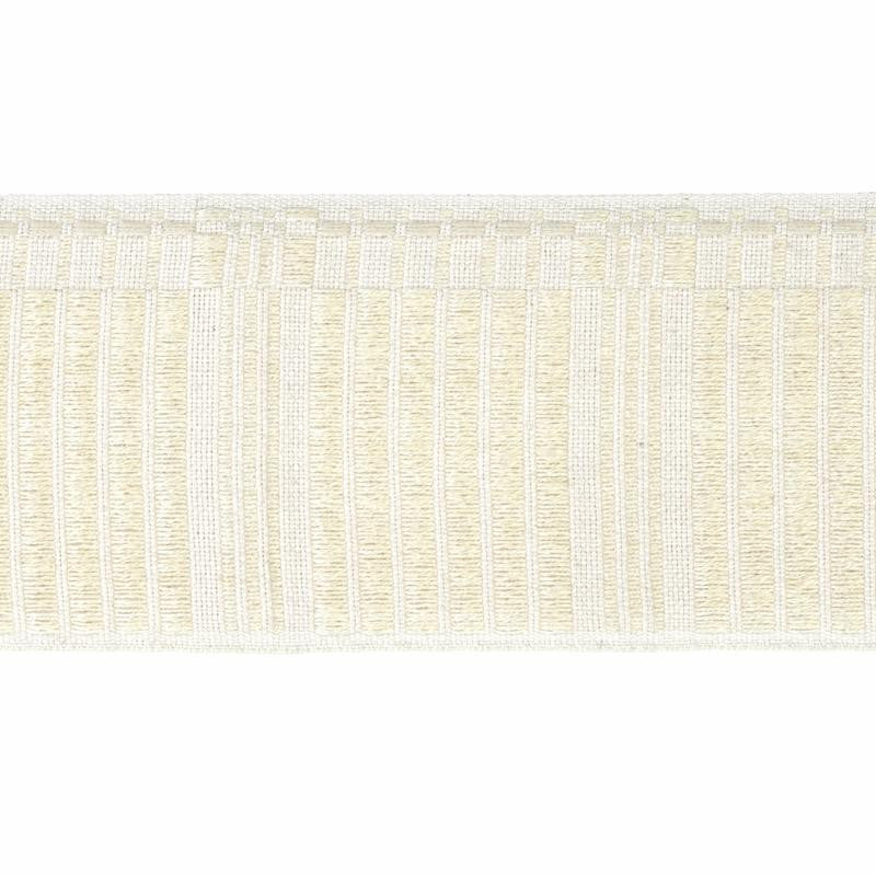 Carmo Tape Wide Ivory 79213 by Schumacher Designer Trim Stephanie Seal Brown - Swanky Fabrics -