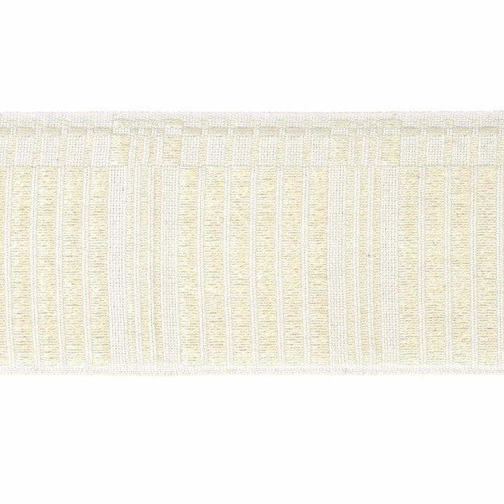 Carmo Tape Wide Ivory 79213 by Schumacher Designer Trim Stephanie Seal Brown - Swanky Fabrics -